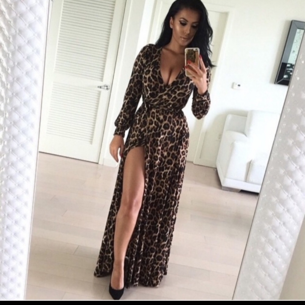 Leopard sexy maxi dress coming soon